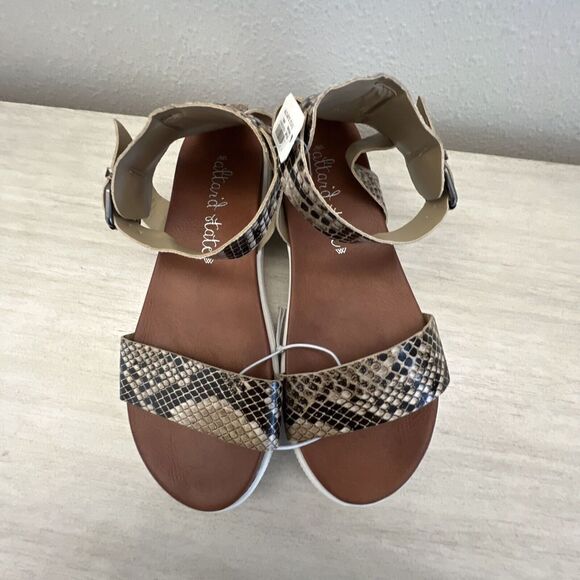 ALTAR’D STATE WOMENS Sz 7 TORRI SNAKE SKIN SLIP ON STRAPPY SANDALS NEW - Picture 2 of 8